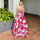 Strapless Floral A-Line Charming Long Party Dress Birthday Outfits, DP3018