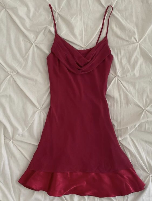 Wine Red Straps Short Party Dress Fashion Summer Dress, DP2990