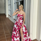 Strapless Floral A-Line Charming Long Party Dress Birthday Outfits, DP3018