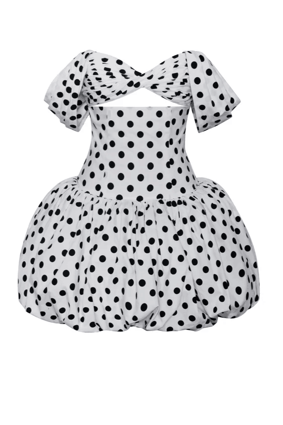 Black And White Polka Dots Cute Homecoming Dress Mini Party Dress, DP3 – DSProm