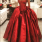 Stunning Red Strapless A-Line Birthday Ball Gown Long Prom Dress, DP3721