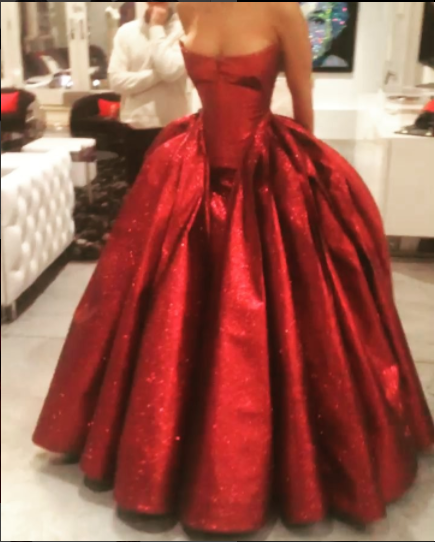 Stunning Red Strapless A-Line Birthday Ball Gown Long Prom Dress, DP3721