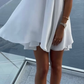 White Halter A-Line Backless Short Party Dress Birthday Outfits, DP2929