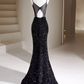 Black Strappy Glitter Mermaid Formal Prom Drerss Evening Gown, DP3215