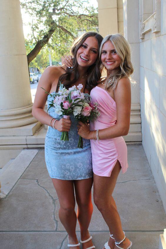 Pink Strapless Sheath Simple Homecoming Dress Cute Birthday Outfits, DP3177