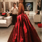 Stunning Red Strapless A-Line Birthday Ball Gown Long Prom Dress, DP3721