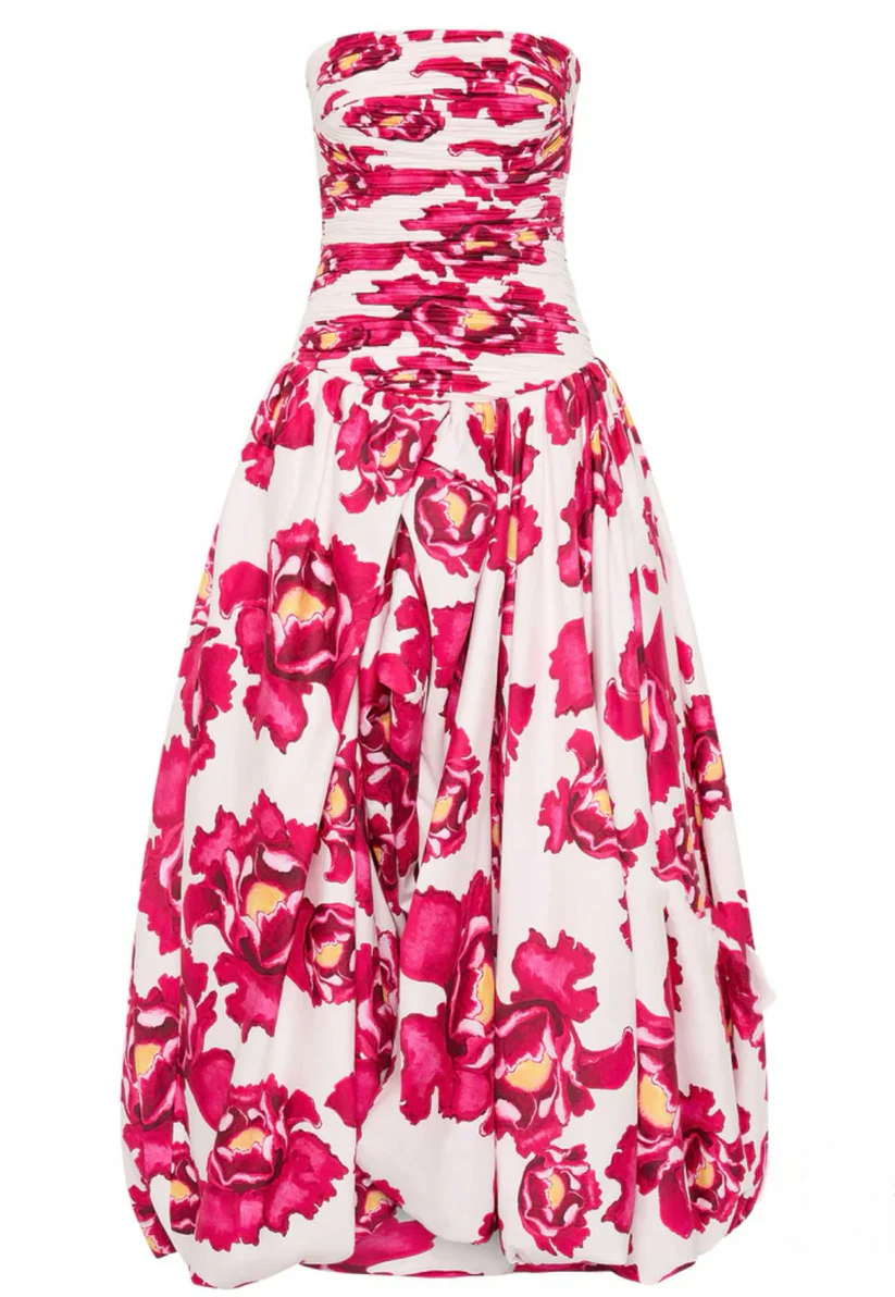 Strapless Floral A-Line Charming Long Party Dress Birthday Outfits, DP3018