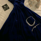 Dark Blue Straps A-Line Long Prom Evening Dress Cocktail Dress, DP3329