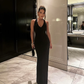Charming Red V Neck Simple Evening Party Dress, DP2407