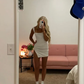 White Straps Short Party Dress Homecoming Dress with Slit, DP2743