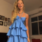 Cute Blue Halter A-Line Short Summer Dress Homecoming Dress, DP3263