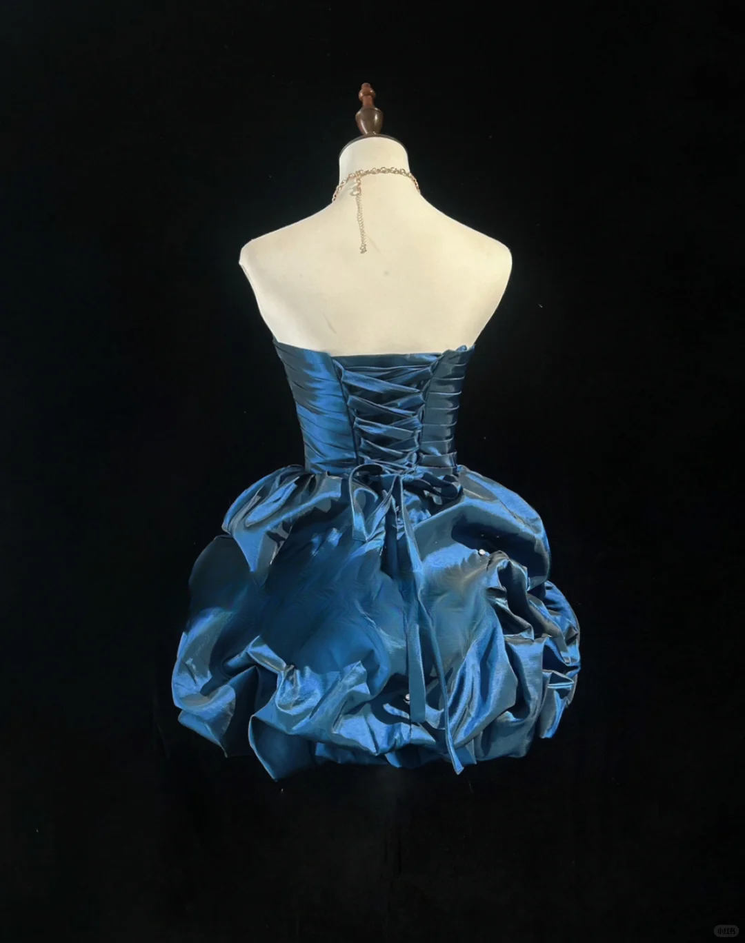 Chic Navy Blue Strapless A-Line Satin Ruffled Homecoming Dress Party Dress Cocktail Dress DP7106