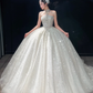 Glamorous Tulle Sequined Beaded Wedding Dress A-Line Strapless Bridal Gown DP7127