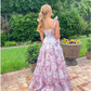 Glamorous Rose Print Bow Shoulder Corset A-Line Evening Dress DP8103