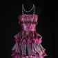 Vintage Fuchsia Strapless Satin Tiered Ruffles A-Line Evening Gown DP7382