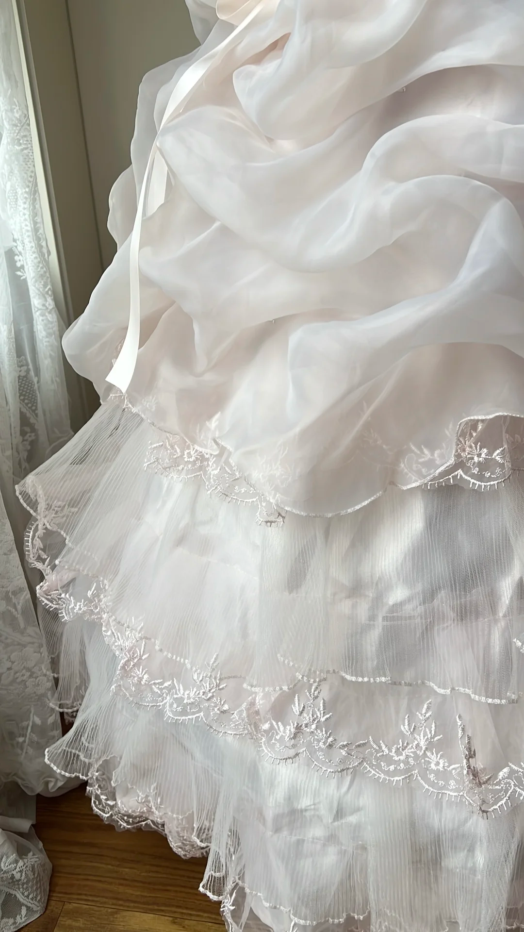 Glamorous Light Pink Tiered Tulle Strapless Ruffled Sweet 16 Quinceanera Ball Gown DP7301