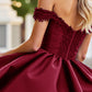 Elegant Off-the-Shoulder Lace A-Line Satin Homecoming Dress DP8506