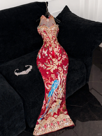 Gorgeous Sparkling Beaded Sequin Mermaid Design Exquisite Embroidery Evening Dress Prom Dresses DP6178