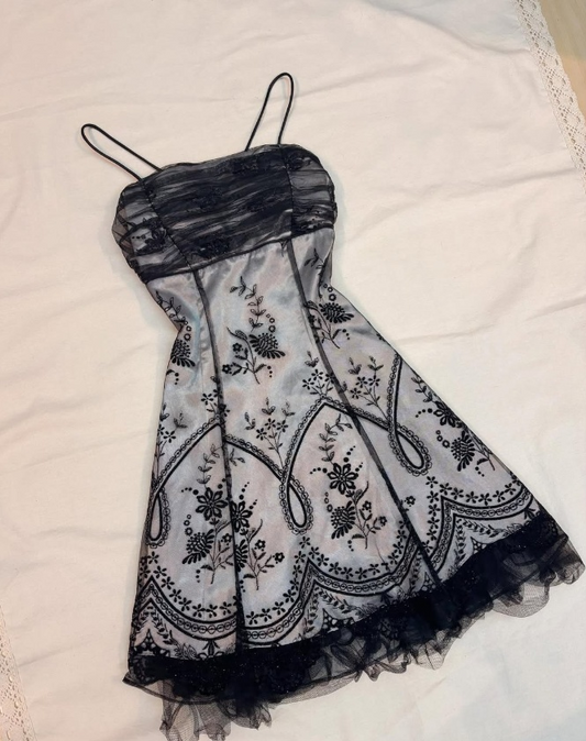 Chic Floral Spaghetti Strap A-line Chiffon Short Party Dresses Homecoming Dresses, DP5787