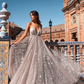 Shiny Glitter Deep V-Neck Tulle Prom Dress A-Line Spaghetti Straps Evening Dress DP8145