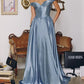 Vintage Off-the-Shoulder Satin A-Line Evening Gown DP8449