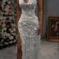 Enchanting 3D Floral Mermaid High Slit Evening Gown DP8025