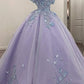 Vintage Lilac Off-Shoulder Sweetheart Applique Tulle Quinceanera Ball Gown DP7229