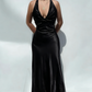 Glamorous Satin Halter-Neck Evening Gown Vintage Sheath Prom Dress DP2276