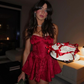 Charming Red Strapless A-Line Short Party Dress Birthday Outfits, DP3373
