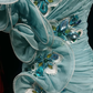Glamorous Turquoise Strapless Mermaid Evening Gown with 3D Floral Applique Sequin Lace Train Prom Dress DP7288