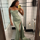 Sage Green Strapless Sheath Satin Long Formal Party Dress, DP4015
