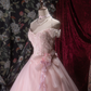 Elegant Pink Off-the-Shoulder Ball Gown Beaded Lace & Tulle Floral Bow Sash Prom Dress DP8352