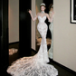 Elegantes glitzerndes Perlen-Pailletten-Applikation-Herzausschnitt-Meerjungfrau-Brautkleid-Abschlussballkleid-Abendkleid DP6252