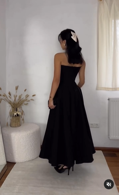 Black Sweetheart A-Line Long Formal Prom Dress Birthday Outfits, DP3780