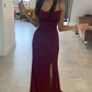 Burgundy Straps Sheath Long Formal Party Dress Evening Gown  DP3845