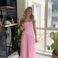 Vintage Red Strapless A-Line Pleated Simple Long Party Dress DP2631