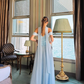 Vintage Off-the-Shoulder Satin & Chiffon Prom Dress Draped Neck Scarf Evening Gown DP8144