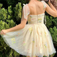 Elegant Floral Embroidered Spaghetti Strap Tulle A-Line Homecoming Dress DP8540