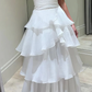 Elegant White Strapless Pleated A-Line Chiffon Long Party Dress, DP2257
