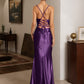 Elegant Purple Satin Spaghetti Strap Mermaid Formal Evening Gown DP8469
