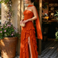 Elegant Strapless Ruffled Slit Sheath Shoulder Sash Prom Dress DP8452