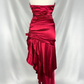Vintage Wine Red Halter Satin Long Evening Party Dress Birthday Outfits, DP4389