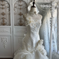 Gorgeous Strapless Sweetheart Lace Mermaid Wedding Dress Tiered Ruffled Tulle Bridal Gown DP8299
