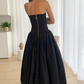 Chic Black Strapless A-Line Elegant Long Prom Dress, DP2147