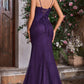Elegant Spaghetti Strap Mermaid Floral Lace Applique & Glitter Tulle Prom Gown DP8177