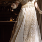 Elegant Cream Lace & Sequin Puffy Sleeves Evening Dress Prom Dress DP8117