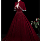 Elegant Burgundy Sequin Tulle Prom Dress A-Line V-neck Evening Gown Spaghetti Strap Shawl Party Dress Long Formal Dress DP6930