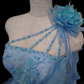 Vintage Turquoise One-Shoulder Sequin Ruffled Tulle Sweet 16 Quinceanera Ball Gown DP7551