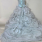 Vintage Eisblaues trägerloses, perlenbesetztes Rüschen-Glitzer-Tüll-Ballkleid für Sweet 15 Quinceañera DP7556