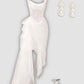 Vintage White Irregular Skirt Hem Sheath Tulle Prom Dress Party Dress Evening Dress DP6481